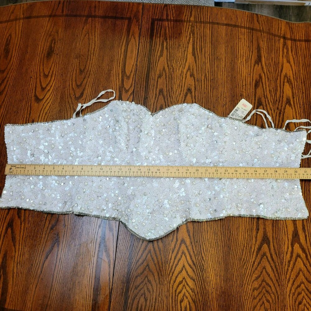 Vintage Saks Fifth Avenue Couture Pearl & Sequin Beaded Strapless Bustier Corset - Picture 10 of 16